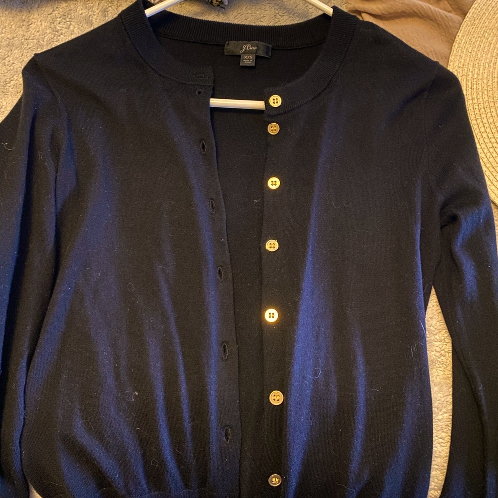 J.Crew black cardigan with gold buttons